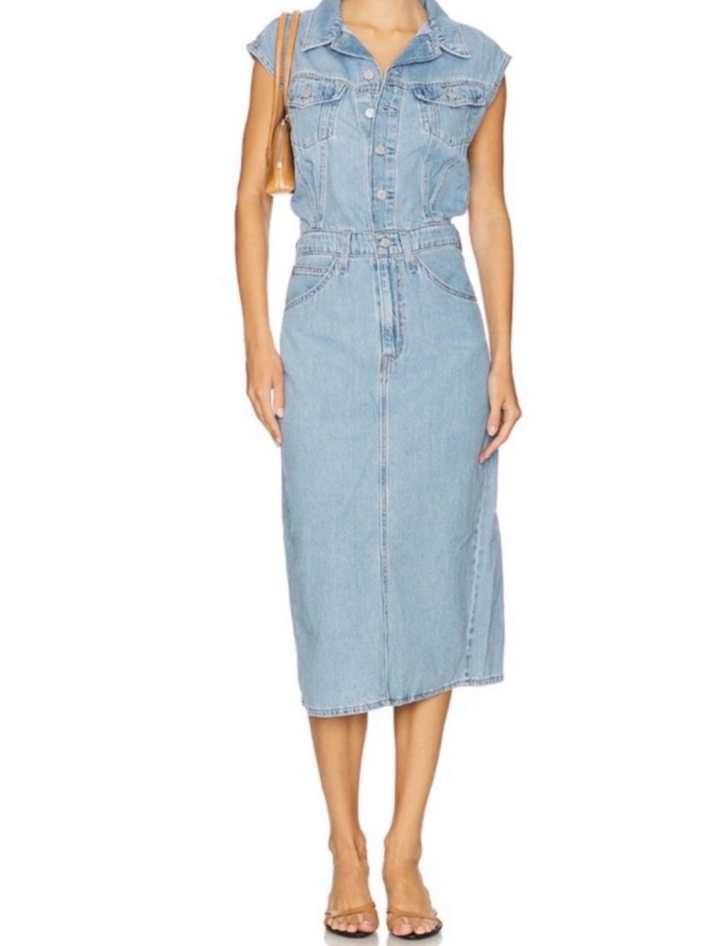Levi's Light Blue Denim Straight-Leg Midi Dress